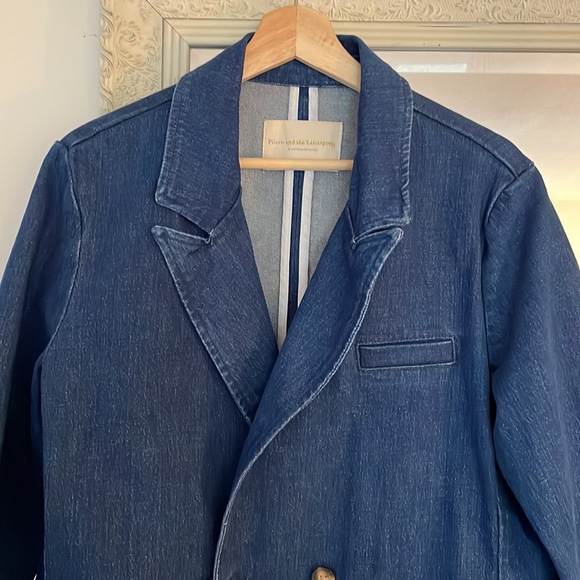 Pilcro and the Letterpress Layne Blue Double Breasted Denim Blazer Anthropologie - Picture 3 of 12